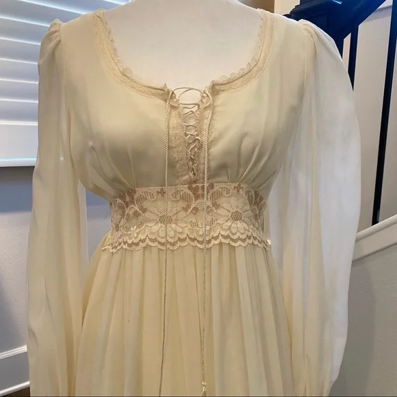 🌺SOLD🌺 Gunne Sax 70s 80s Prairie Corset Wedding Boho Maxi Gown Dress 11 - Picture 10 of 13